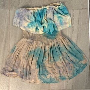 Blue Life Tie-Dye Strapless Romper